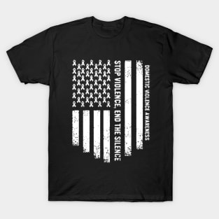 Domestic Violence Awareness USA American Flag T-Shirt